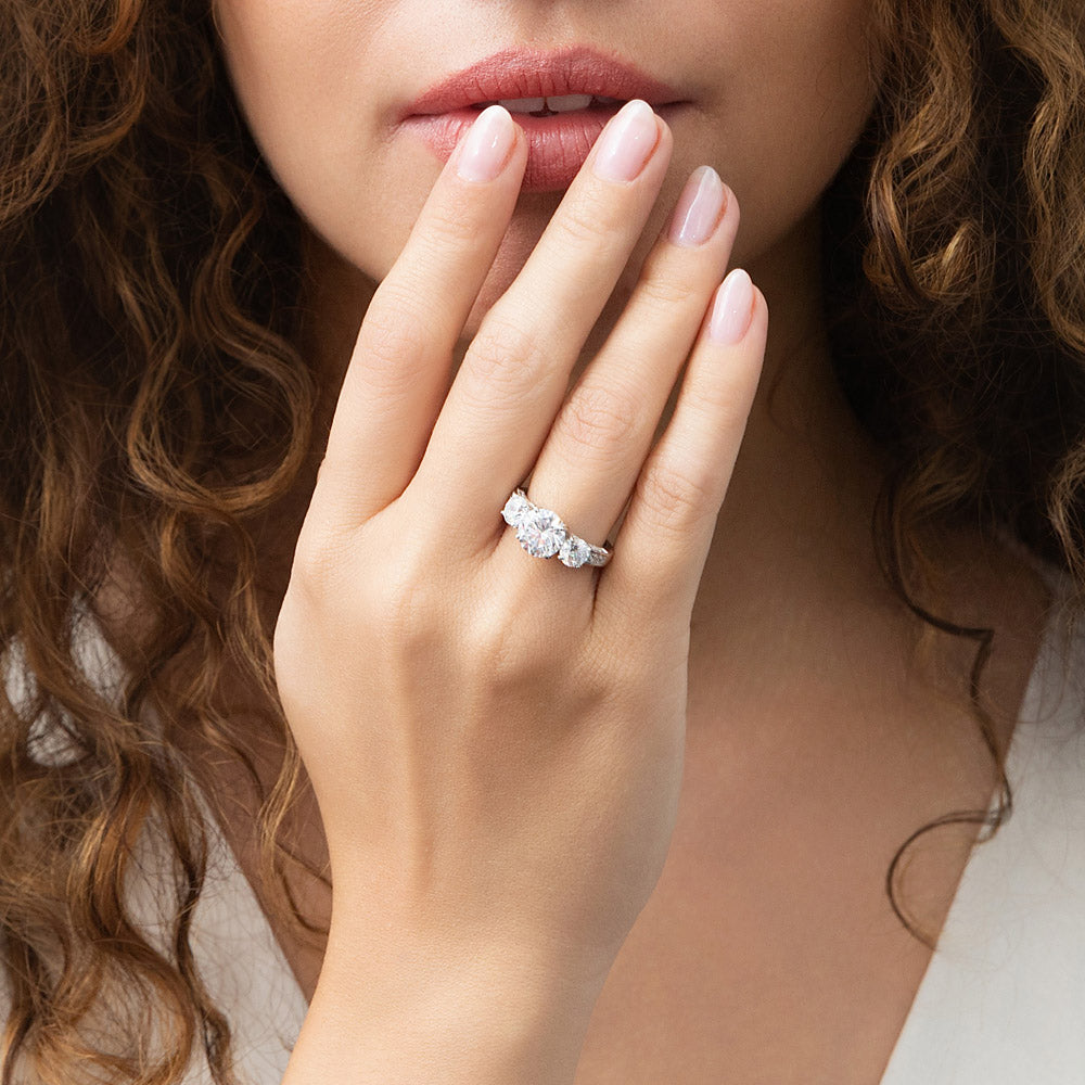 3-Stone 2ct CZ Ring in Sterling Silver