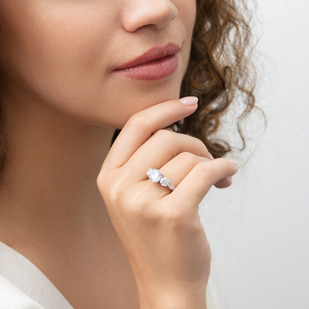3-Stone 2ct CZ Ring in Sterling Silver