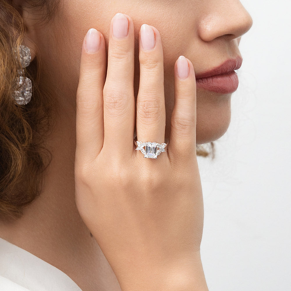 Flower CZ Ring in Sterling Silver