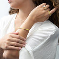 Model wearing CZ Cuff in Sterling Silver, Yellow Gold Flashed