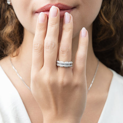 Art Deco CZ Band Ring in Sterling Silver