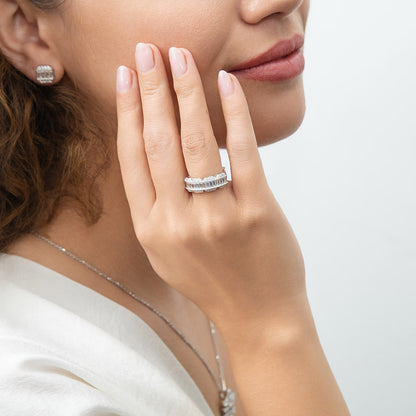 Art Deco CZ Band Ring in Sterling Silver