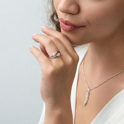 Bypass 2-Stone CZ Split Shank Ring in Sterling Silver