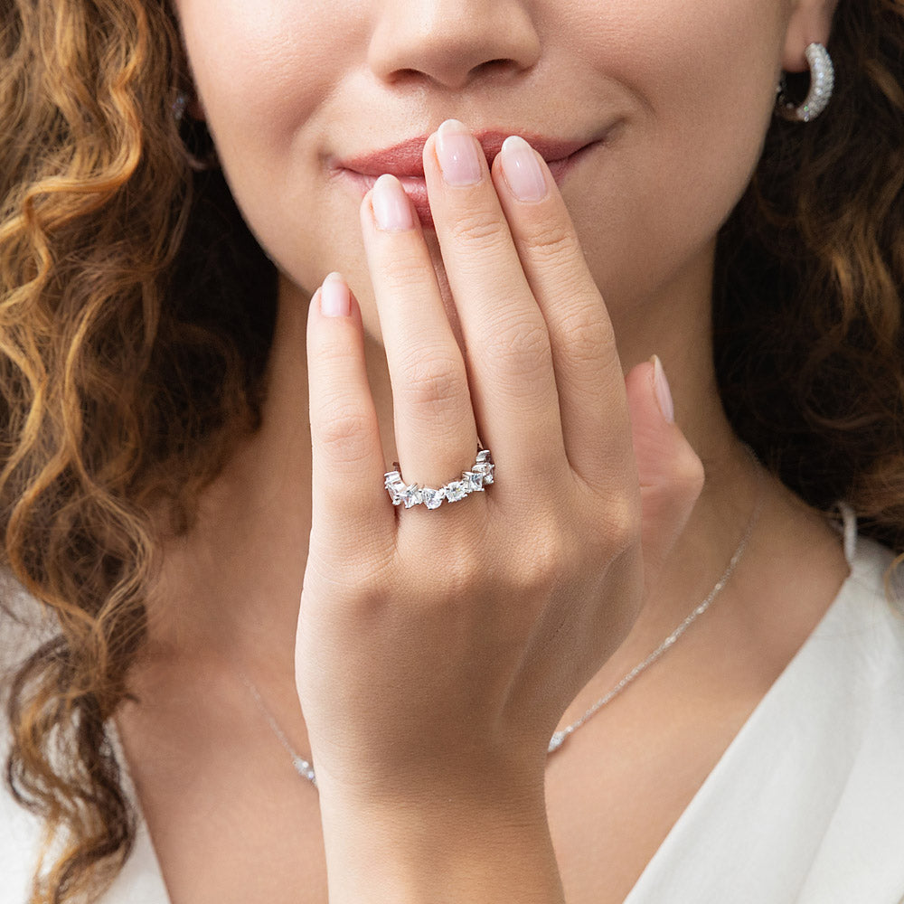 Cluster CZ Eternity Ring in Sterling Silver