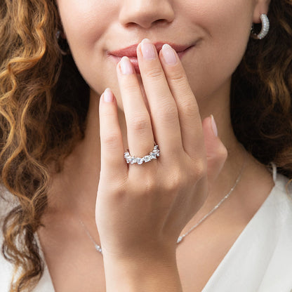 Cluster CZ Eternity Ring in Sterling Silver