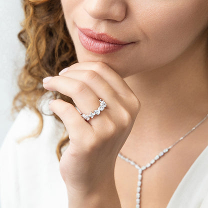 Cluster CZ Eternity Ring in Sterling Silver