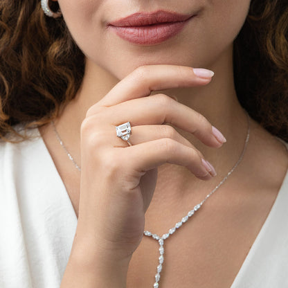 Crescent Moon Solitaire 2.6ct CZ Ring in Sterling Silver