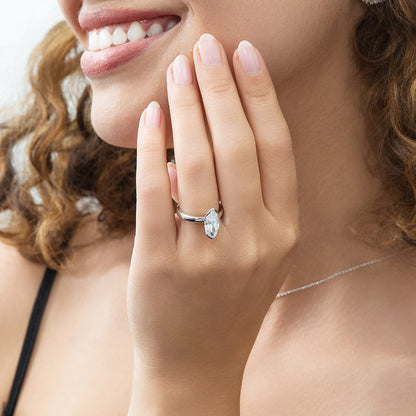 Solitaire 1.6ct Bezel Marquise CZ Ring in Sterling Silver
