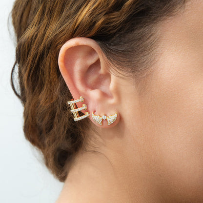 Bar CZ Stud Earrings in Gold Flashed Sterling Silver