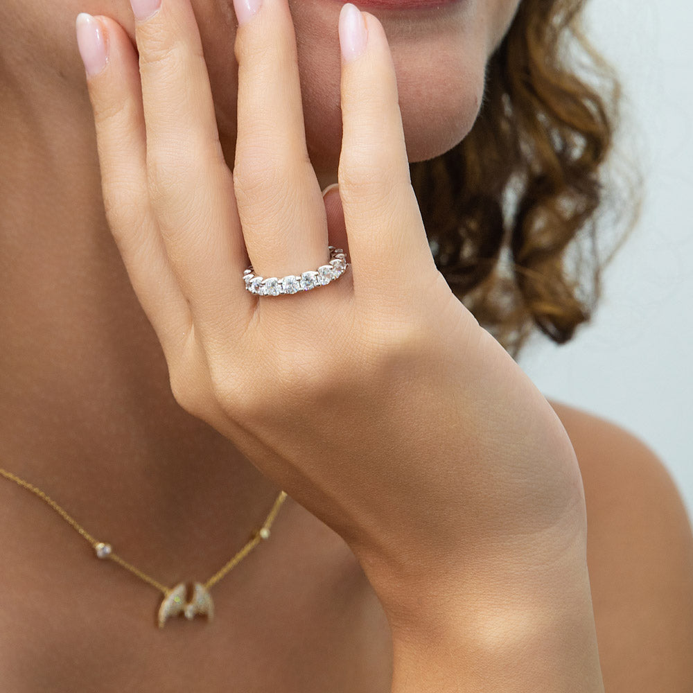 Pave CZ Eternity Ring in Gold Flashed Sterling Silver