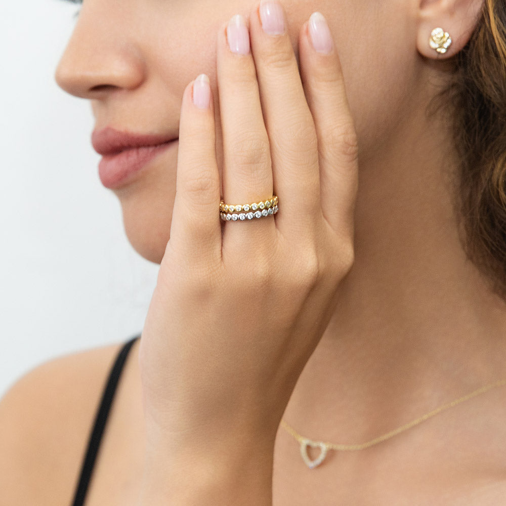 Bubble Bezel CZ Eternity Ring Set in Gold Flashed Sterling Silver