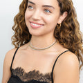 Model wearing Small Hoop Earrings, 1 inch, Gold-tone