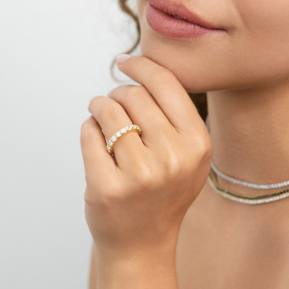 Pave CZ Eternity Ring in Gold Flashed Sterling Silver