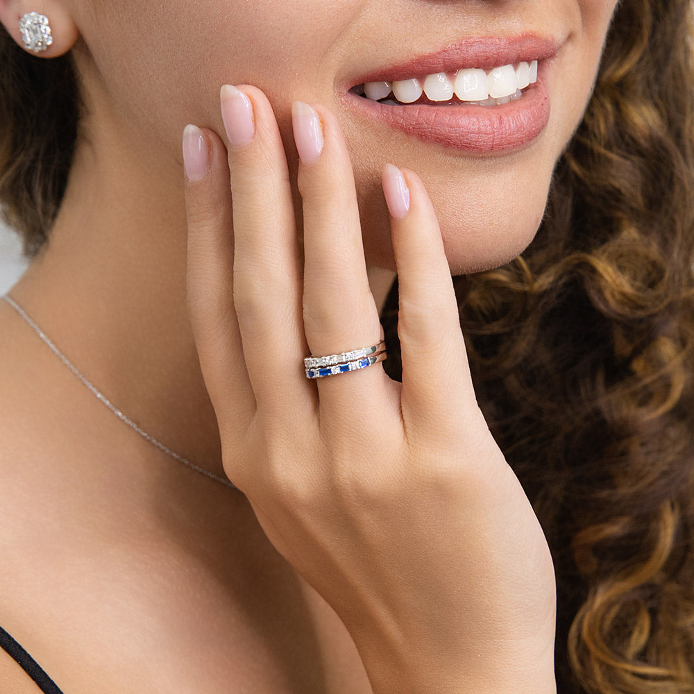 Art Deco CZ Eternity Ring Set in Sterling Silver