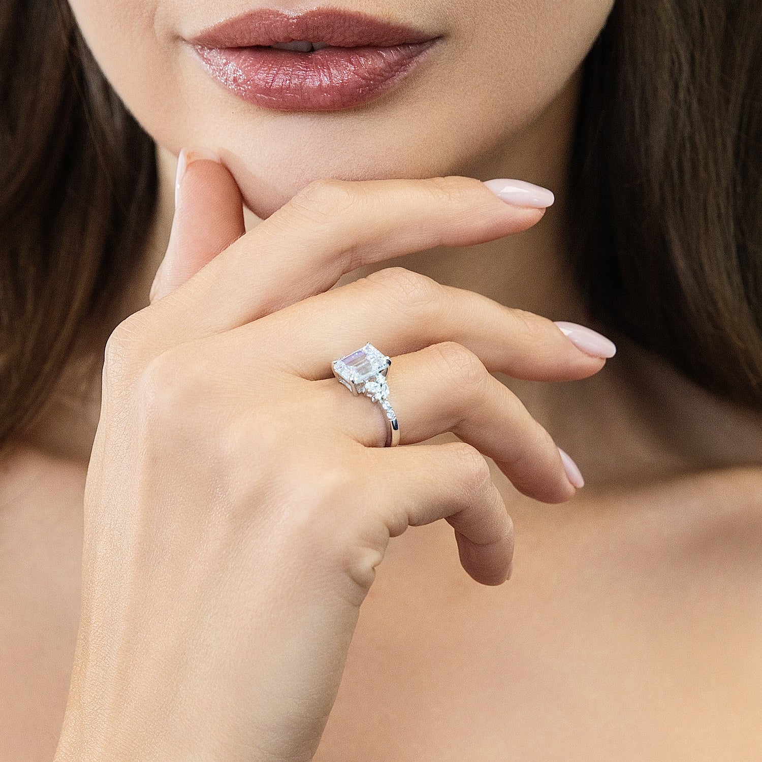 Model Wearing Flower Ring Style R1943-01