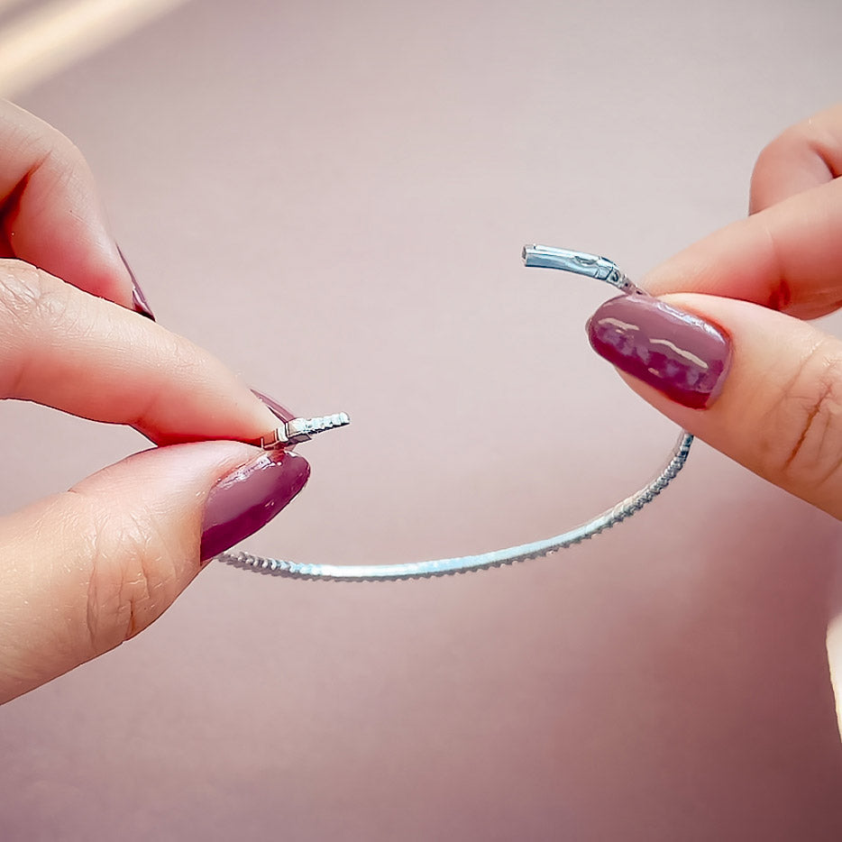 Model wearing Flexible CZ Bangle in Sterling Silver, 2 Piece, 14 of 19