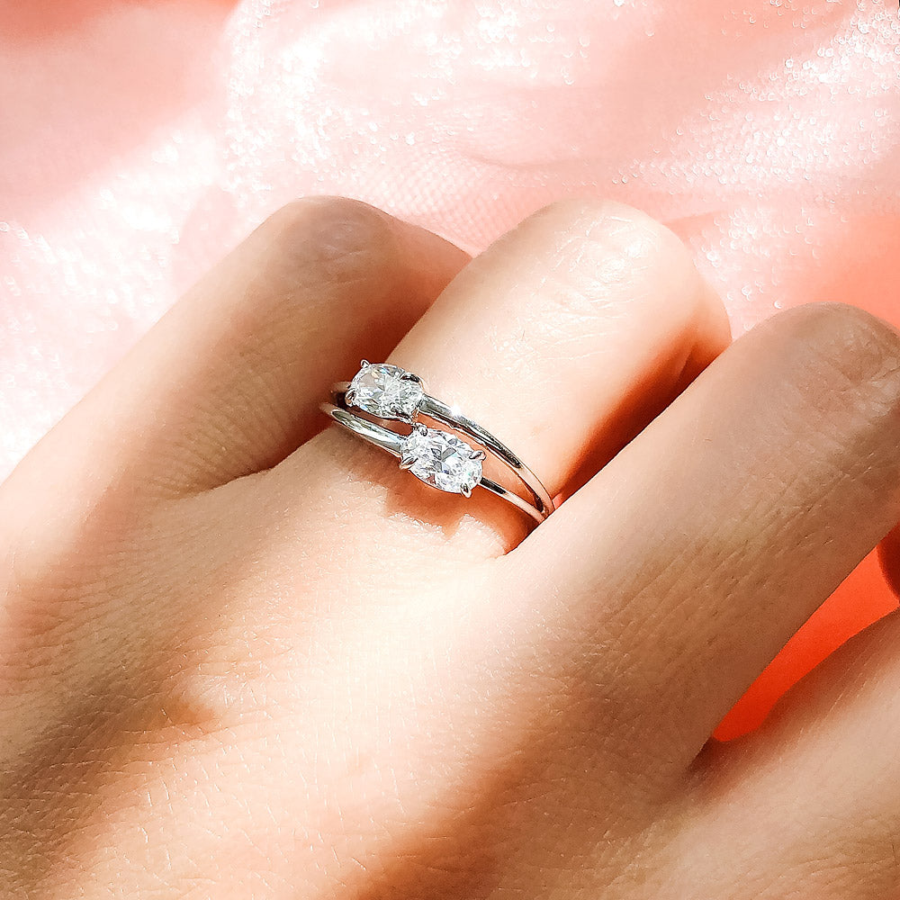 Image Contain: Model Wearing 2-Stone Split Shank Ring