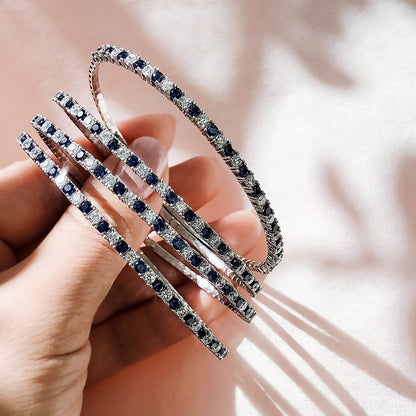 Flexible CZ Bangle Set in Sterling Silver