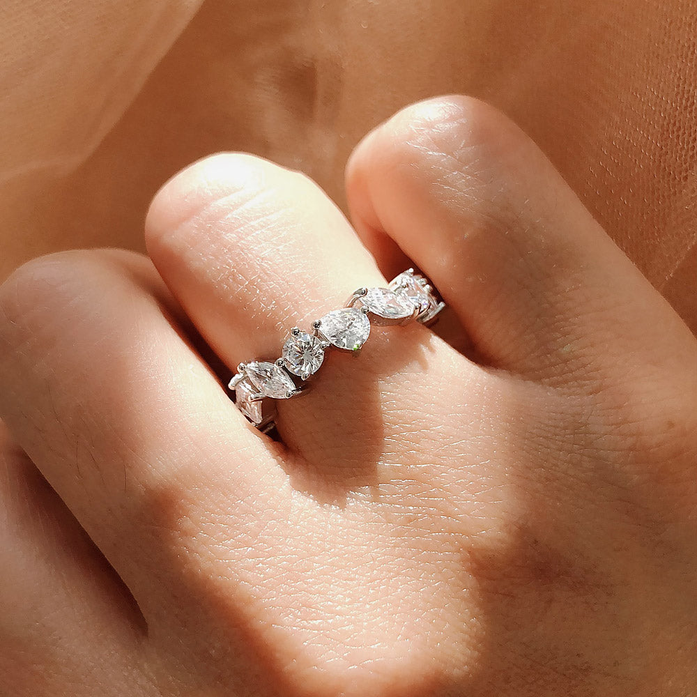 Cluster CZ Eternity Ring in Sterling Silver