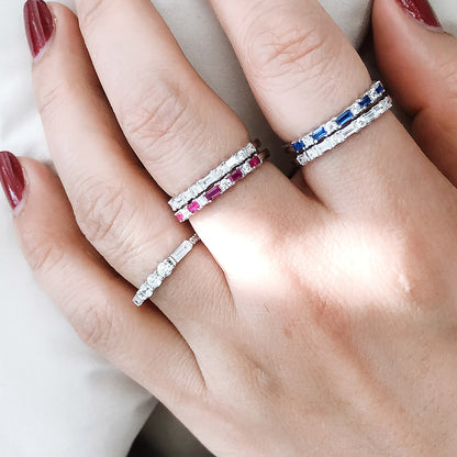 Art Deco Pave CZ Eternity Ring in Sterling Silver