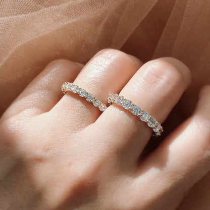 Pave CZ Eternity Ring in Gold Flashed Sterling Silver