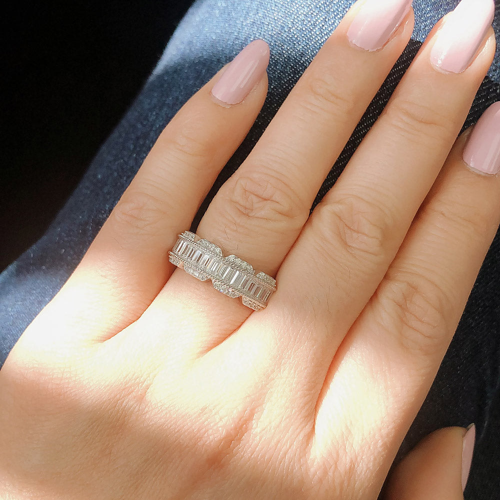 Art Deco CZ Band Ring in Sterling Silver
