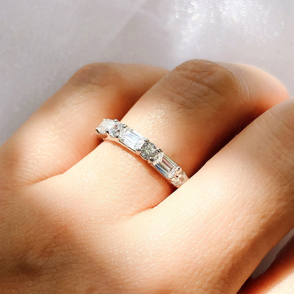 Art Deco Pave CZ Eternity Ring in Sterling Silver