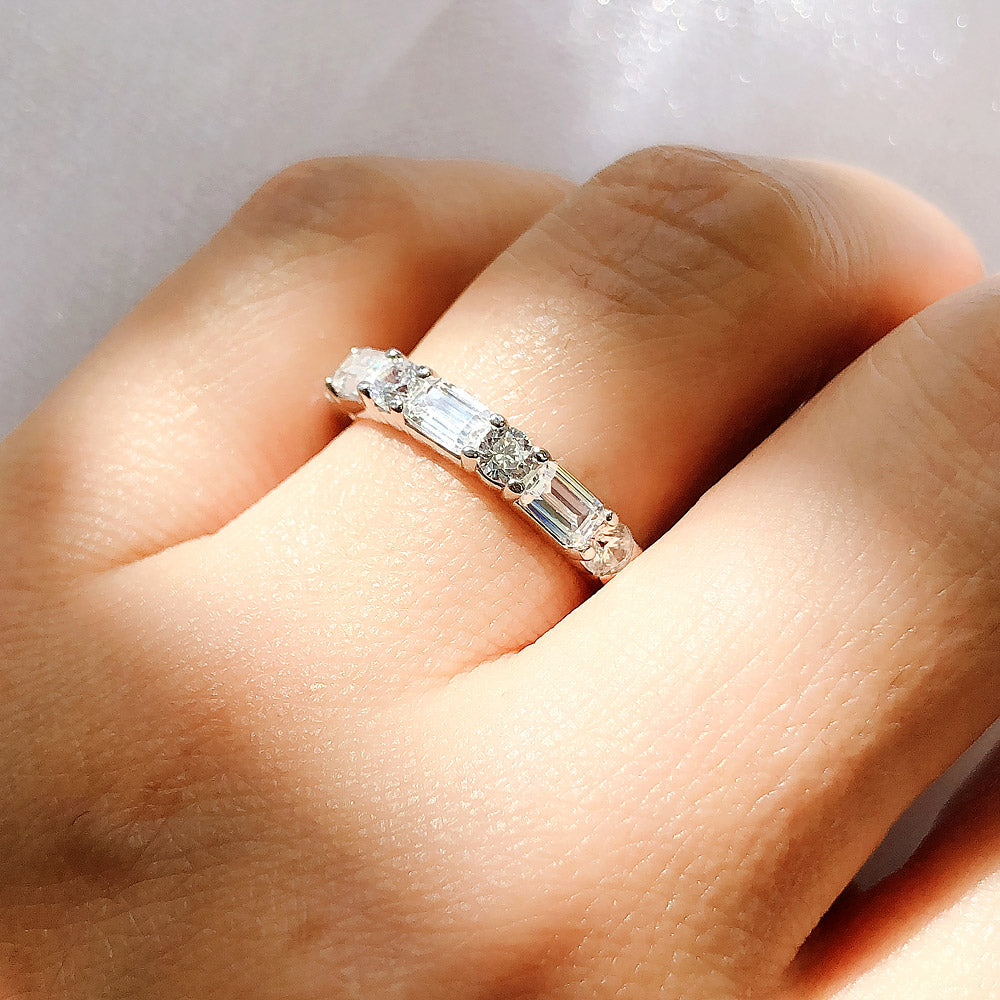 Model Wearing Art Deco Half Eternity Ring