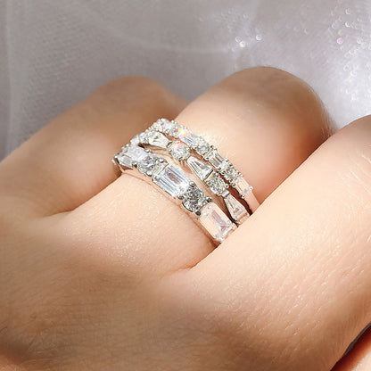 Art Deco Pave CZ Eternity Ring in Sterling Silver