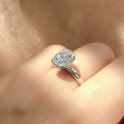 Solitaire 2ct Bezel CZ Ring Set in Sterling Silver