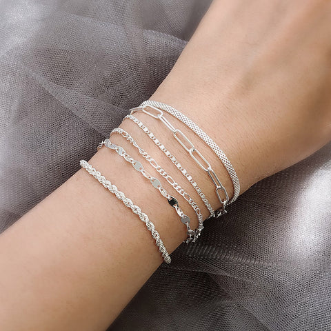 Model Wearing Chain Bracelet, Link Bracelet, Paperclip Chain Bracelet