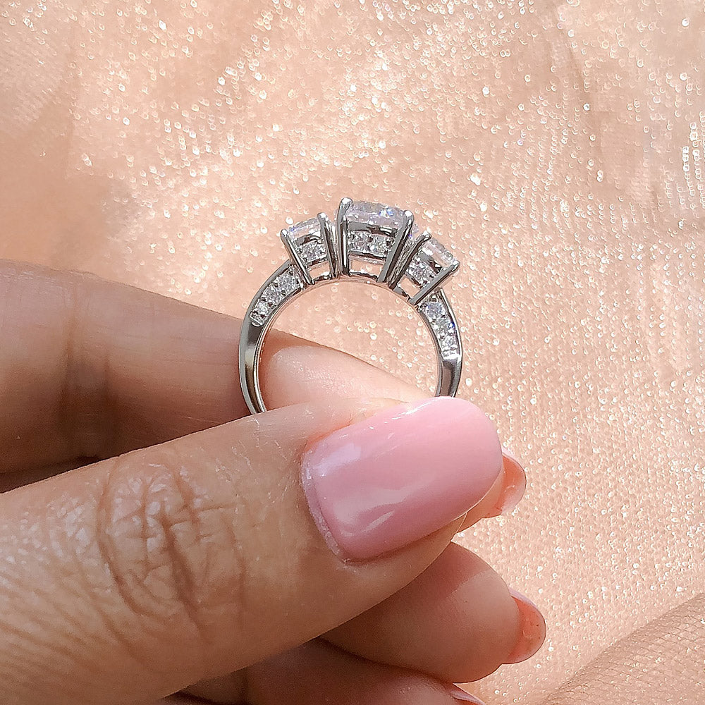 Model Wearing 3-Stone Ring