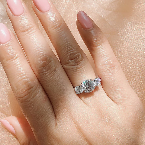 Model Wearing 3-Stone Ring