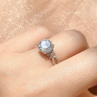 Cable Woven Solitaire 2ct CZ Ring in Sterling Silver