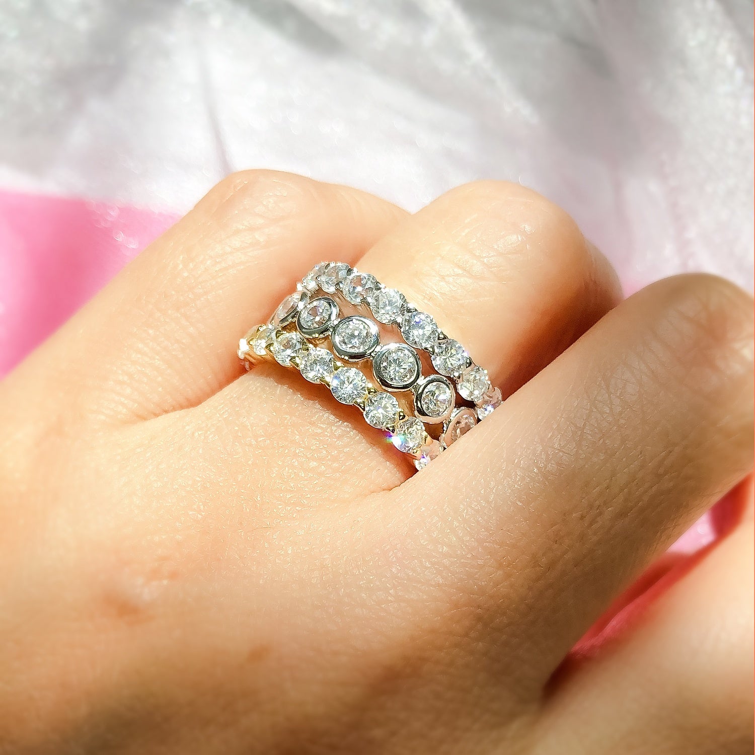 Pave CZ Eternity Ring in Gold Flashed Sterling Silver