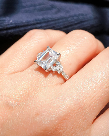 Flower Cluster CZ Ring in Sterling Silver