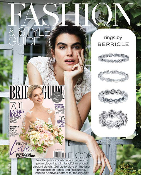 BERRICLE Bubble Eternity Ring Style R082, Woven Eternity Ring Style R1038-01 Featured in Bridal Guide Magazine