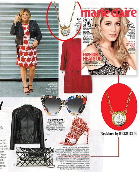 BERRICLE Solitaire Pendant Necklace Style N594-Z Featured in Marie Claire Magazine