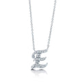 Front view of Initial Letter CZ Necklace in Sterling Silver, E