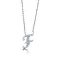 Front view of Initial Letter CZ Necklace in Sterling Silver, F