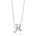 Front view of Initial Letter CZ Necklace in Sterling Silver, H