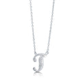 Angle view of Initial Letter CZ Necklace in Sterling Silver, J