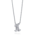 Front view of Initial Letter CZ Necklace in Sterling Silver, K