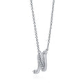 Front view of Initial Letter CZ Necklace in Sterling Silver, N