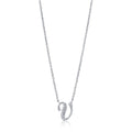 Front view of Initial Letter CZ Necklace in Sterling Silver, U