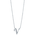 Front view of Initial Letter CZ Necklace in Sterling Silver, V