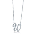 Front view of Initial Letter CZ Necklace in Sterling Silver, W