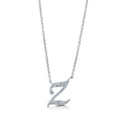 Front view of Initial Letter CZ Necklace in Sterling Silver, Z