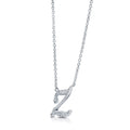 Angle view of Initial Letter CZ Necklace in Sterling Silver, Z