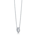 Angle view of Initial Letter CZ Necklace in Sterling Silver, E